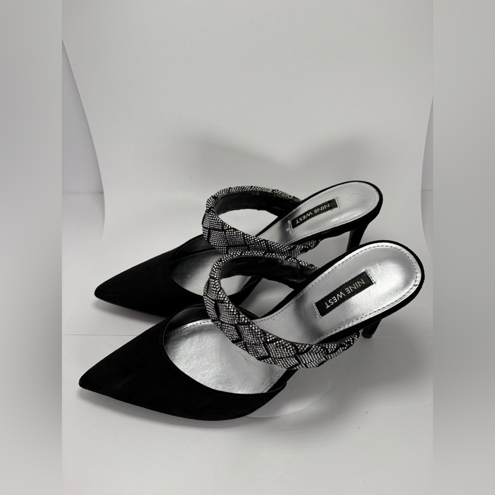 Nine West Women's Greet Slip On Comfort Dress Heels Black/Bling Size:9 Formal - Picture 4 of 8